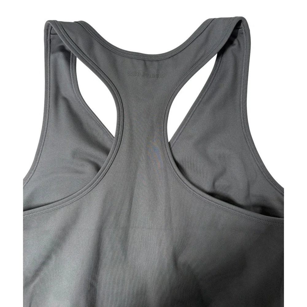 Girlfriend Collective Deep V-Neck Sleeveless Full Length Sports Bra Large Gray